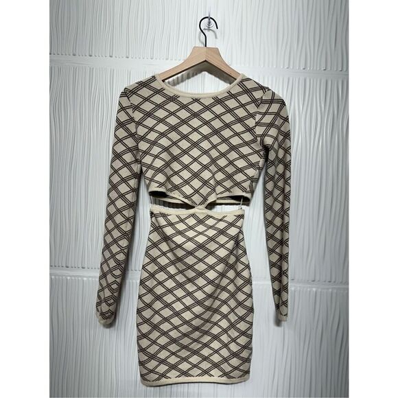 Princess Polly LAUREL MINI DRESS CREAM / BROWN - Picture 2 of 7